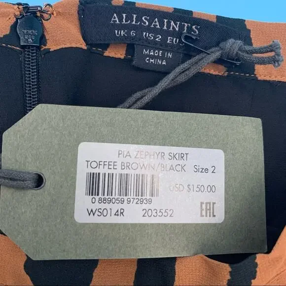 ALLSAINTS Nia Zephyr Animal Print Miniskirt-2 - Picture 6 of 7